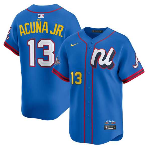 Mens National League #13 Ronald Acuna Jr. Blue 2025 All-Star Edition Limited Stitched Baseball Jersey