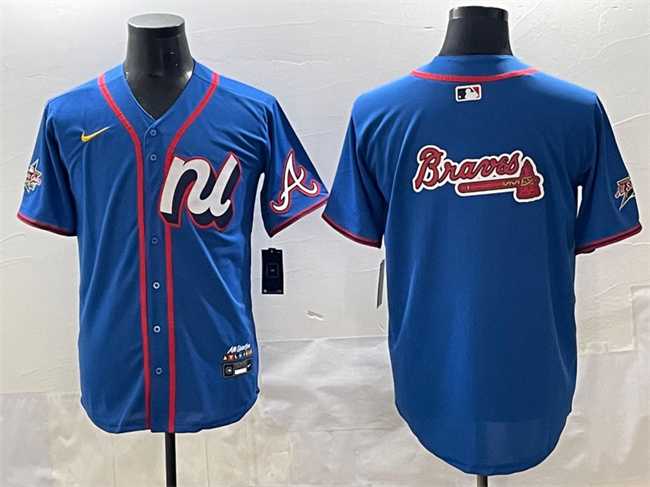 Mens National League Atlanta Braves Team Big Logo Blue 2025 All-Star Edition Limited Stitched Baseball Jersey