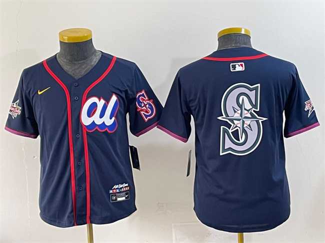 Womens American League Seattle Mariners Team Big Logo Navy 2025 All-Star Edition Limited Stitched Baseball Jersey(Run Small)