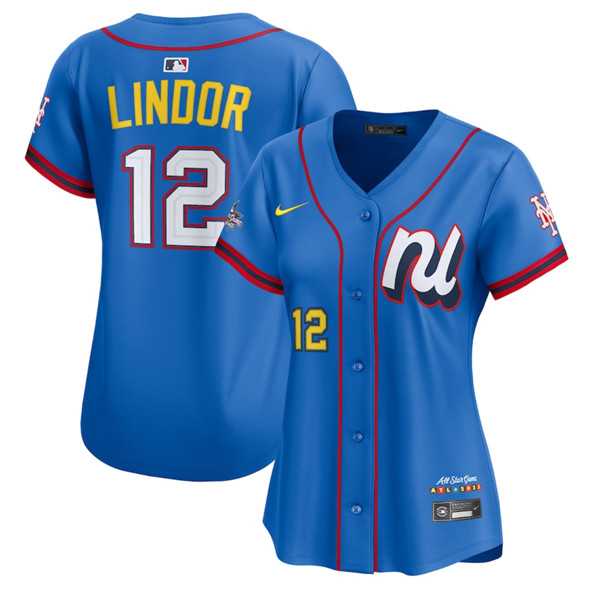 Womens National League #12 Francisco Lindor Blue 2025 All-Star Edition Limited Stitched Baseball Jersey(Run Small)