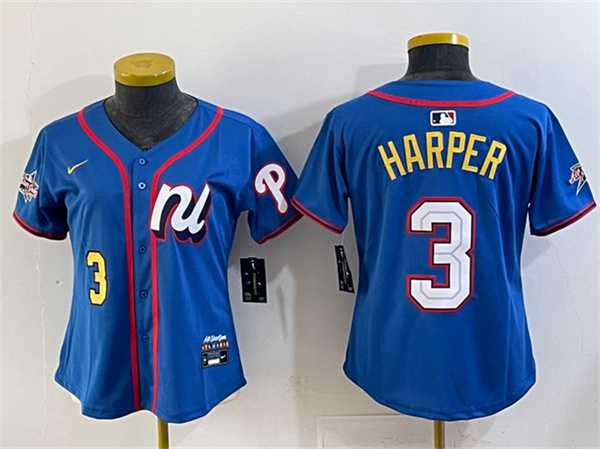 Womens National League #3 Bryce Harper Blue 2025 All-Star Edition Limited Stitched Baseball Jersey(Run Small)