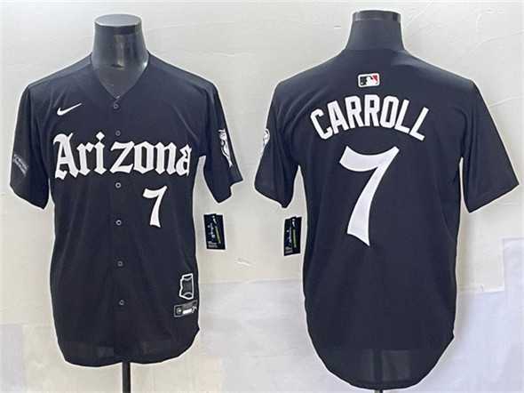 Mens Arizona Diamondbacks #7 Corbin Carroll Black Gothic Desert Fang Edition Vapor Limited Stitched Baseball Jersey
