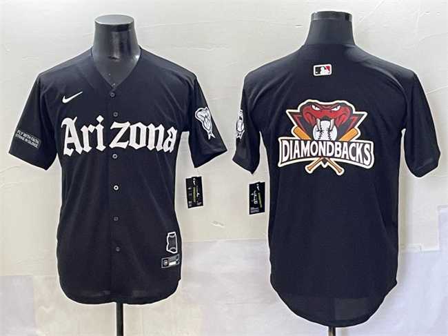 Mens Arizona Diamondbacks Team Big Logo Black Gothic Desert Fang Edition Vapor Premier Limited Stitched Baseball Jersey