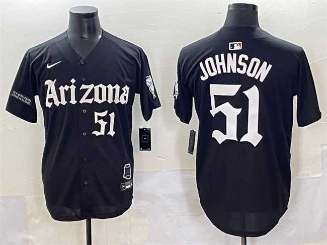Mens Arizona Diamondbacks #51 Randy Johnson Black Gothic Desert Fang Edition Vapor Premier Limited Stitched Baseball Jersey