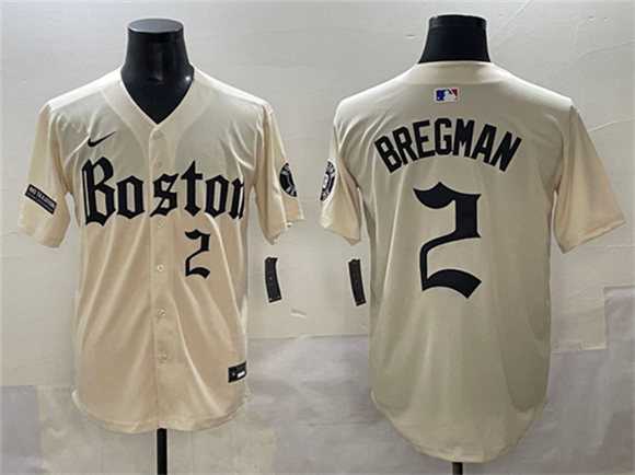 Mens Boston Red Sox #2 Alex Bregman Cream Gothic Vapor Limited Stitched Baseball Jersey