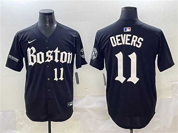 Mens Boston Red Sox #11 Rafael Devers Black Gothic Vapor Limited Stitched Baseball Jersey