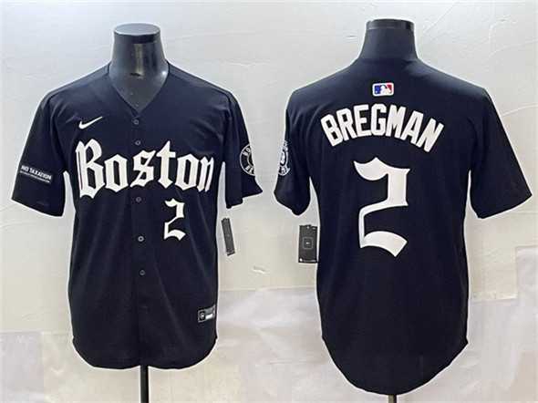 Mens Boston Red Sox #2 Alex Bregman Black Gothic Vapor Limited Stitched Baseball Jersey