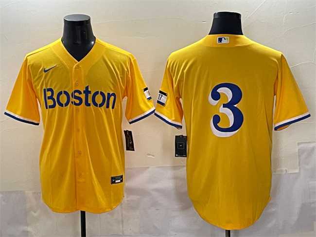 Mens Boston Red Sox #3 Ceddanne Rafaela Gold City Connect Stitched Baseball Jersey