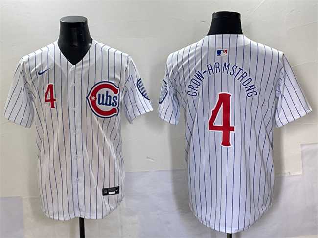 Mens Chicago Cubs #4 Pete Crow-Armstrong White Pinstripe 2nd Alternate Limited Stitched Baseball Jersey