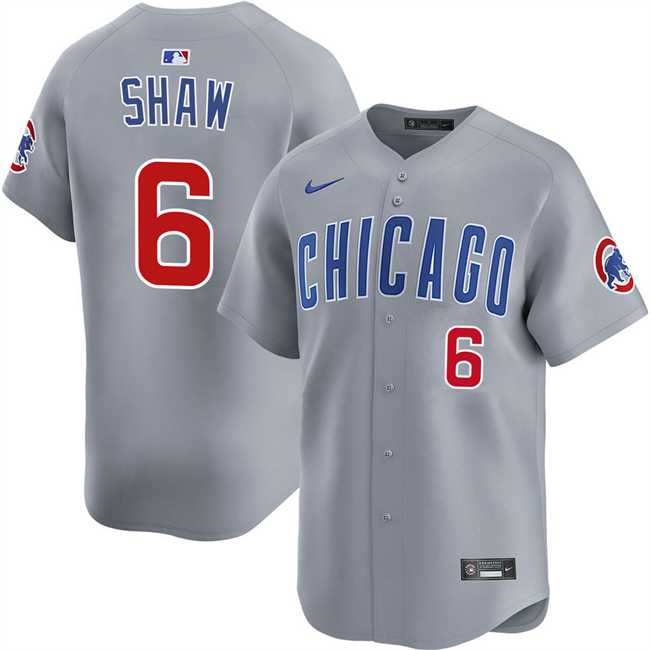 Mens Chicago Cubs #6 Matt Shaw Gray Limited Stitched Baseball Jersey Dzhi