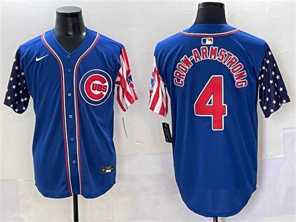 Mens Chicago Cubs #4 Pete Crow-Armstrong Royal 2025 Independence Day Vapor Premier Limited Stitched Baseball Jersey