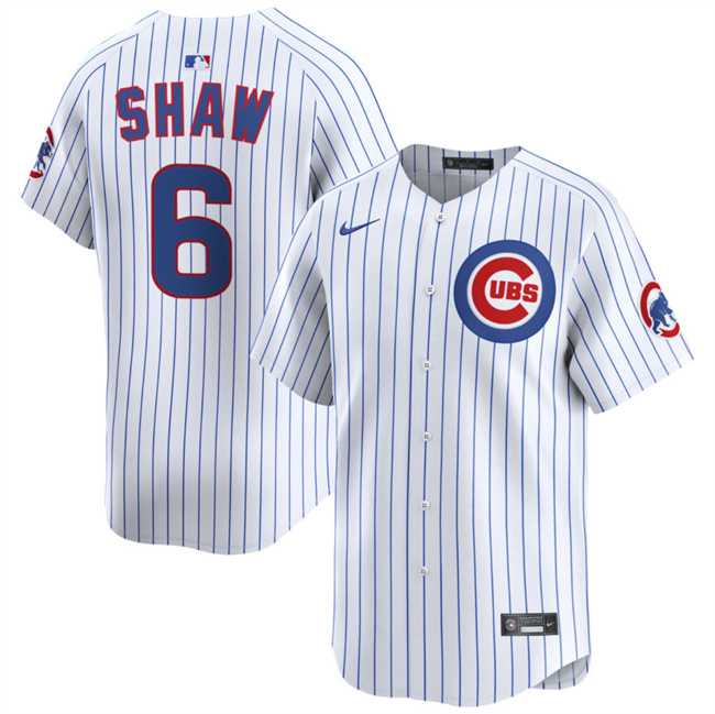 Mens Chicago Cubs #6 Matt Shaw White Home Limited Stitched Baseball Jersey Dzhi