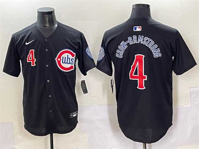 Mens Chicago Cubs #4 Pete Crow-Armstrong Black Limited Stitched Baseball Jersey