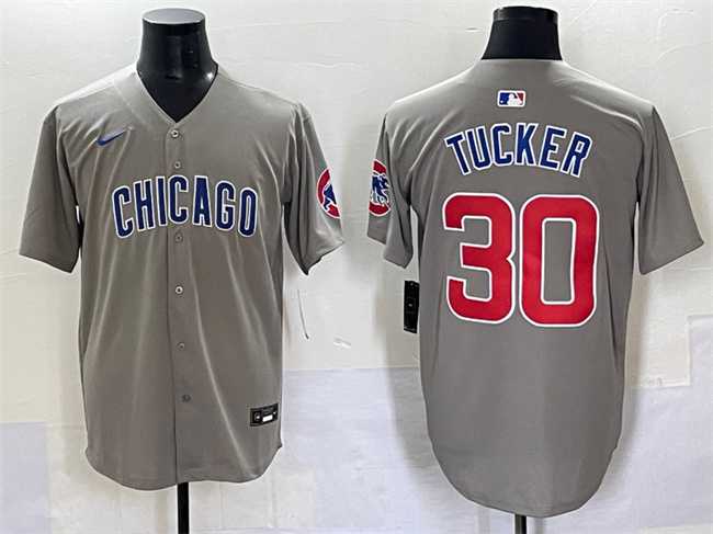 Mens Chicago Cubs #30 Kyle Tucker Gray Limited Stitched Baseball Jersey