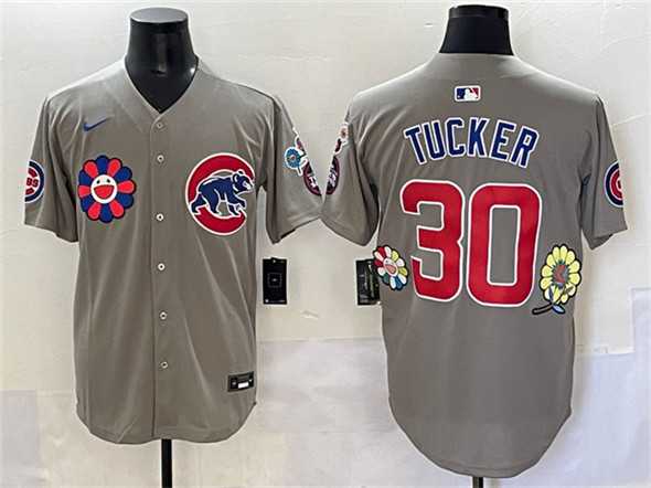 Mens Chicago Cubs #30 Kyle Tucker Gray 2025 Tokyo Series Limited Stitched Baseball Jersey Dzhi