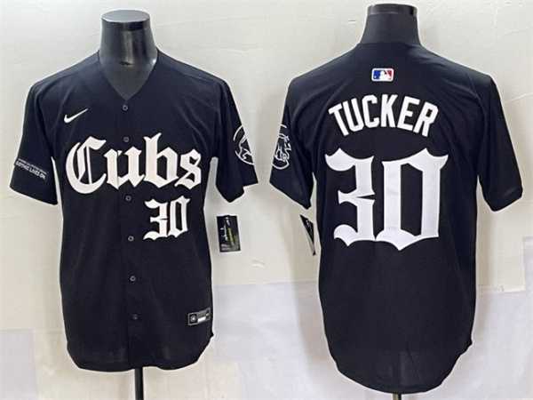 Mens Chicago Cubs #30 Kyle Tucker Black Gothic North Side Edition Vapor Premier Limited Stitched Baseball Jersey