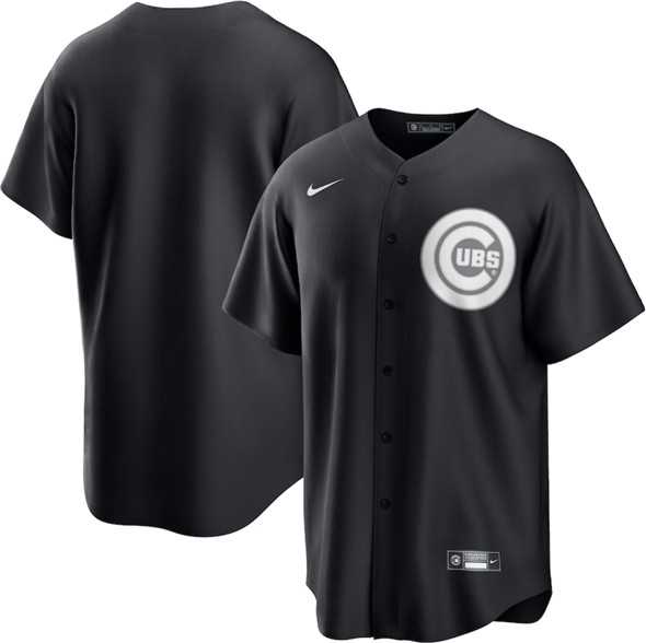 Mens Chicago Cubs Blank Black Lights Out Limited Stitched Baseball Jersey Dzhi