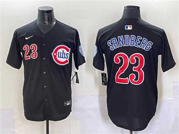 Mens Chicago Cubs #23 Ryne Sandberg Black Limited Stitched Baseball Jersey