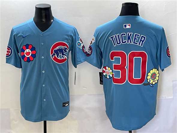 Mens Chicago Cubs #30 Kyle Tucker Blue 2025 Tokyo Series 2nd Alternate Limited Stitched Baseball Jersey Dzhi