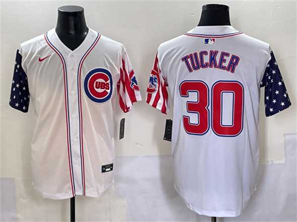 Mens Chicago Cubs #30 Kyle Tucker White 2025 Independence Day Vapor Premier Limited Stitched Baseball Jersey