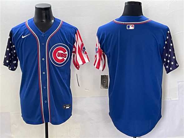 Mens Chicago Cubs Blank Royal 2025 Independence Day Vapor Premier Limited Stitched Baseball Jersey