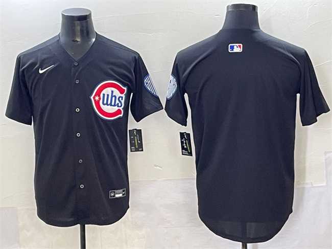 Mens Chicago Cubs Blank Black Limited Stitched Baseball Jersey