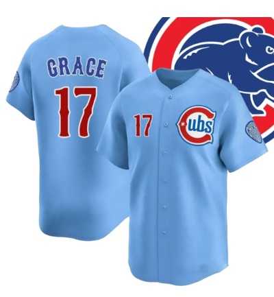 Mens Chicago Cubs #17 Mark Grace Blue 2024-25 2nd Alternate Limited Stitched Baseball Jersey Dzhi