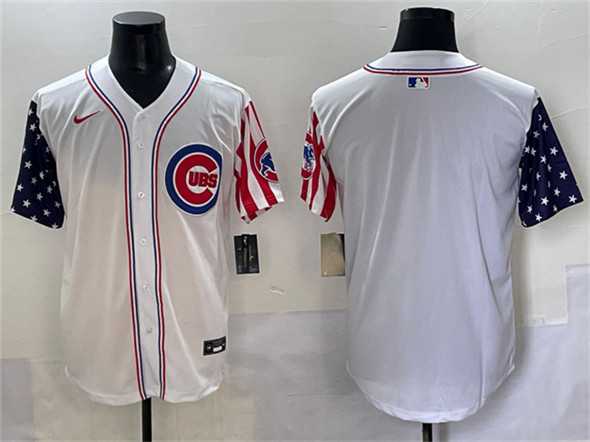 Mens Chicago Cubs Blank White 2025 Independence Day Vapor Premier Limited Stitched Baseball Jersey