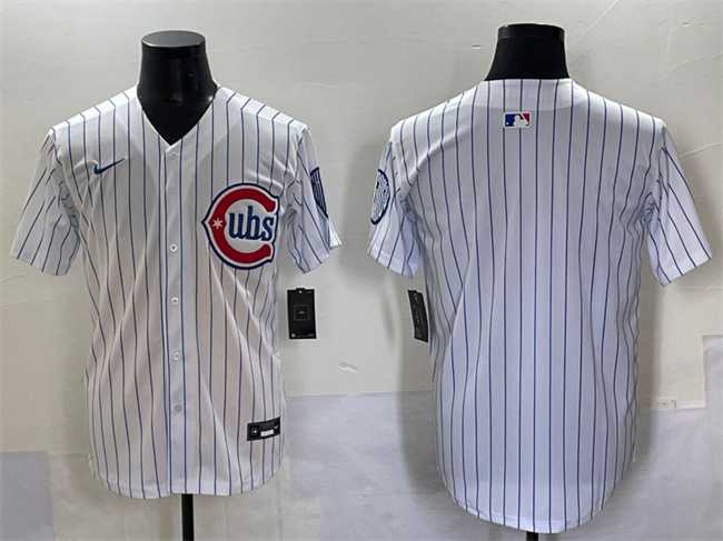 Mens Chicago Cubs Blank White Pinstripe 2nd Alternate Limited Stitched Baseball Jersey