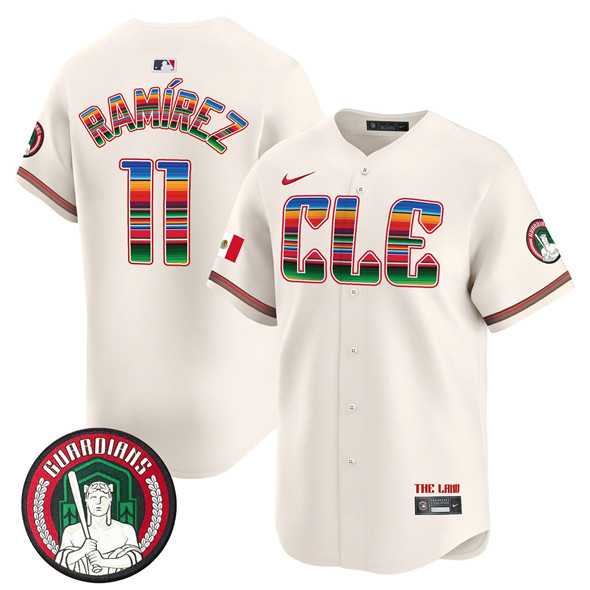 Mens Cleveland Guardians #11 Jose Ramirez Cream Mexico Vapor Premier Limited Stitched Baseball Jersey Dzhi