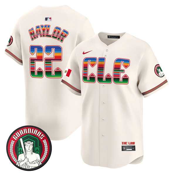 Mens Cleveland Guardians #22 Josh Naylor Cream Mexico Vapor Premier Limited Stitched Baseball Jersey Dzhi