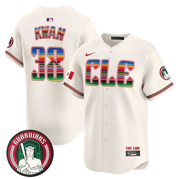 Mens Cleveland Guardians #38 Steven Kwan Cream Mexico Vapor Premier Limited Stitched Baseball Jersey Dzhi