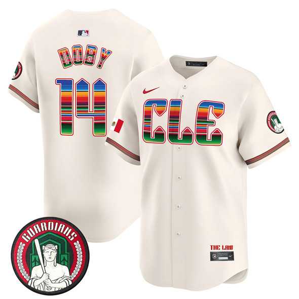 Mens Cleveland Guardians #14 Larry Doby Cream Mexico Vapor Premier Limited Stitched Baseball Jersey Dzhi