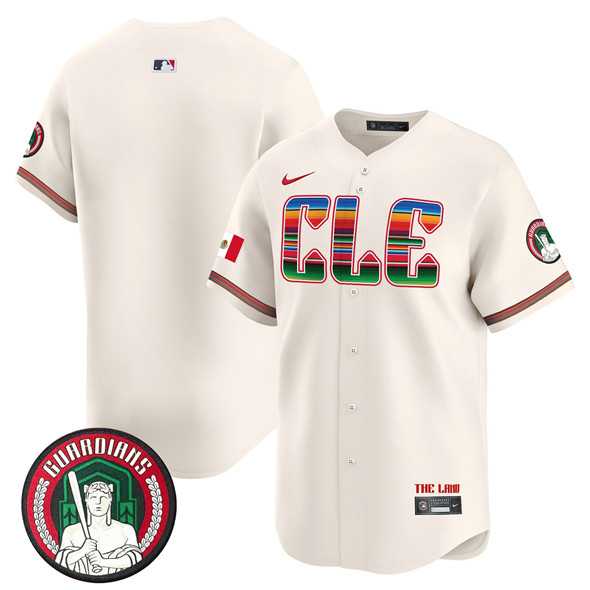 Mens Cleveland Guardians Blank Cream Mexico Vapor Premier Limited Stitched Baseball Jersey Dzhi