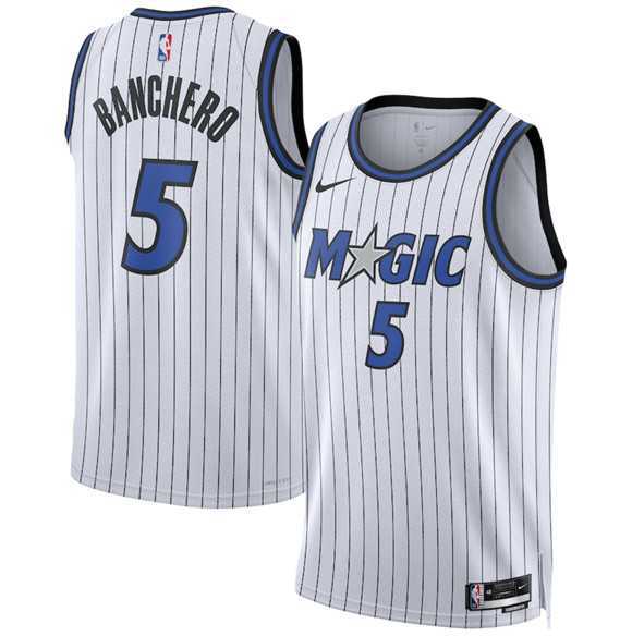 Mens Orlando Magic #5 Paolo Banchero White 2025 Association Edition Stitched Jersey Dzhi