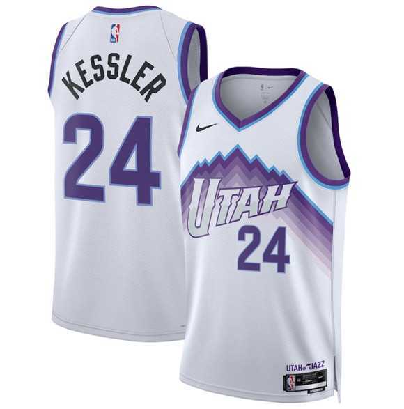 Mens Utah Jazz #24 Walker Kessler White 2025 Association Edition Stitched Jersey Dzhi