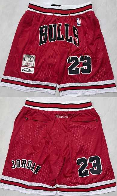 Mens Chicago Bulls #23 Michael Jordan Red Shorts (Run Small)