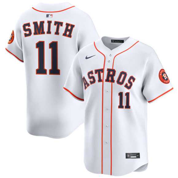 Mens Houston Astros #11 Cam Smith White 2025 Home Limited Stitched Baseball Jersey Dzhi