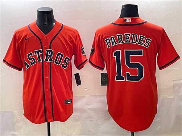 Mens Houston Astros #15 Isaac Paredes Orange Cool Base Stitched Baseball Jersey