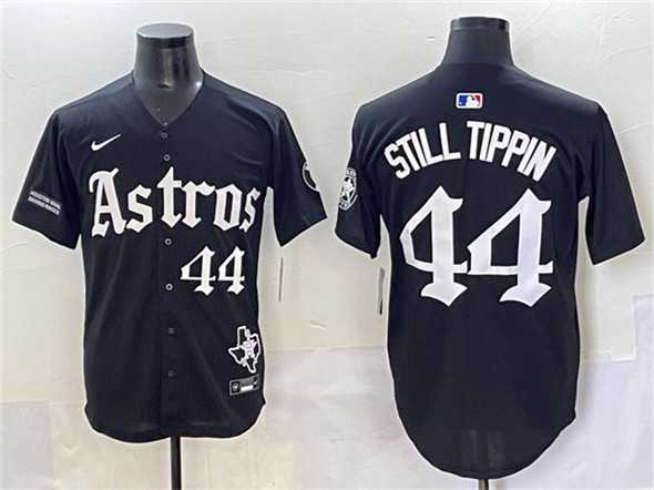 Mens Houston Astros #44 Still Tippin Black Gothic Houston Born Barrio Raised Limited Stitched Baseball Jersey