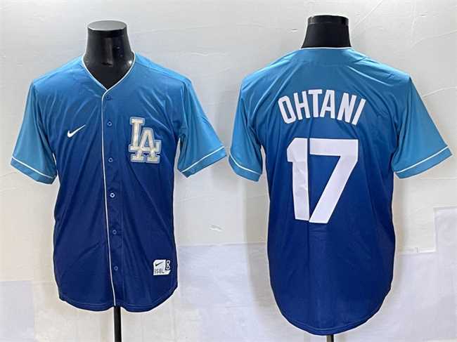 Mens Los Angeles Dodgers #17 Shohei Ohtani Blue Stitched Baseball Jersey