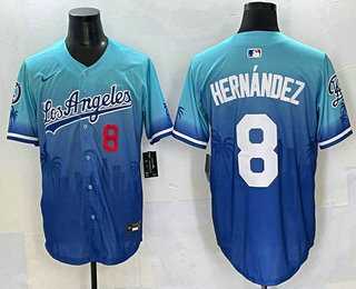 Mens Los Angeles Dodgers #8 Enrique Hernandez Blue 2025 City Connect Limited Stitched Jersey