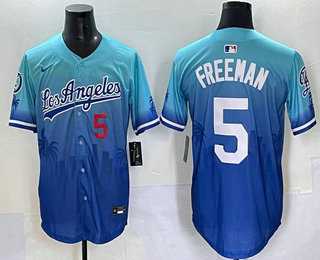 Mens Los Angeles Dodgers #5 Freddie Freeman Blue 2025 City Connect Limited Stitched Jersey