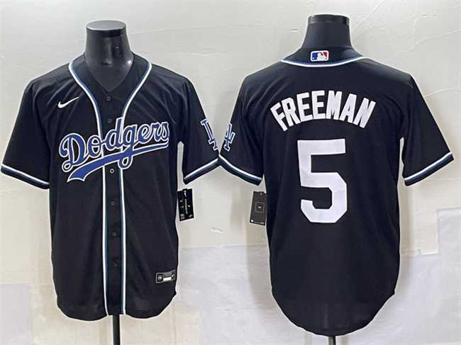 Mens Los Angeles Dodgers #5 Freddie Freeman Black Fashion Stitched Baseball Jersey
