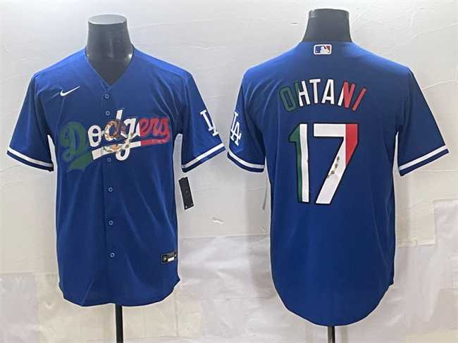 Mens Los Angeles Dodgers #17 Shohei Ohtani Blue Mexico Stitched Jersey