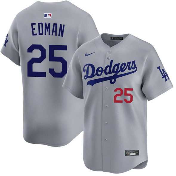 Mens Los Angeles Dodgers #25 Tommy Edman Gray Limited Stitched Baseball Jersey Dzhi