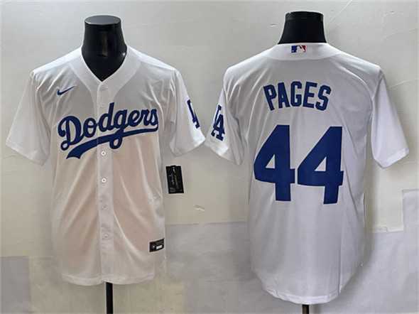 Mens Los Angeles Dodgers #44 Andy Pages White Cool Base Stitched Baseball Jersey