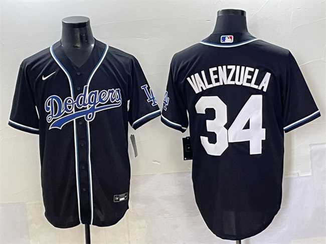 Mens Los Angeles Dodgers #34 Fernando Valenzuela Black Fashion Stitched Baseball Jersey