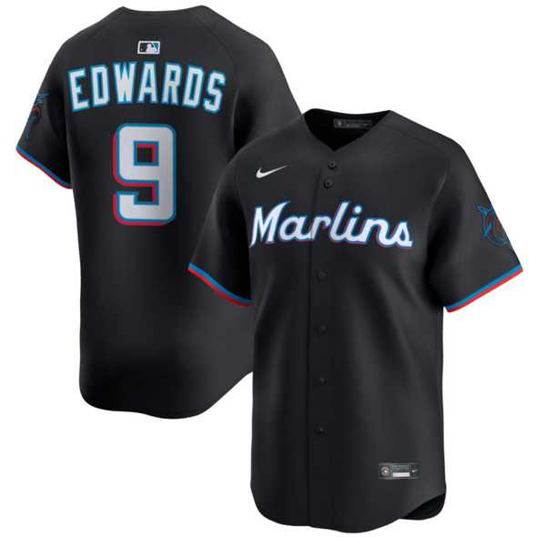 Mens Miami Marlins #9 Xavier Edwards Black 2024 Alternate Limited Stitched Baseball Jersey Dzhi
