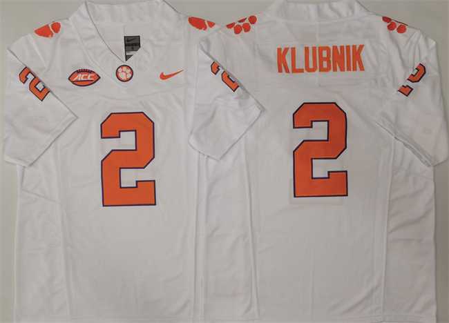 Mens Clemson Tigers #2 Cade Klubnik White F.U.S.E. Stitched Football Jersey